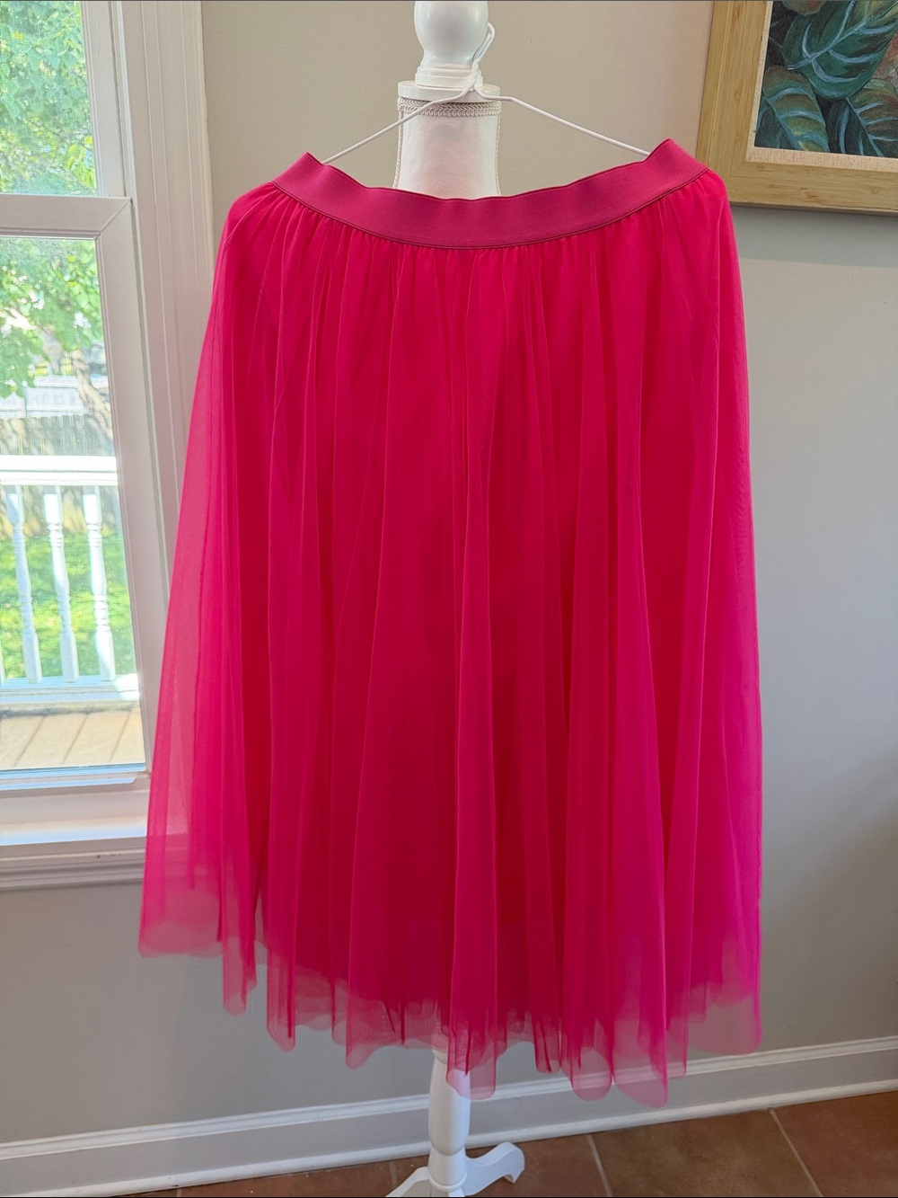 Source Unknown Bright Fuchsia Tulle Midi Skirt
